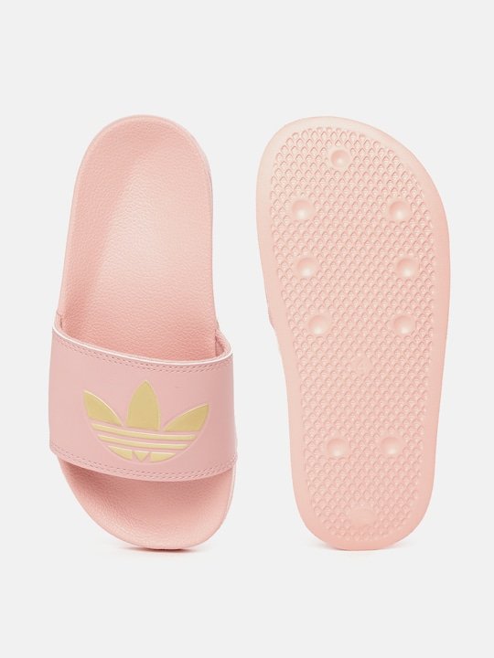 ADIDAS Originals Women Pink & Gold-Toned Brand Logo Printed Sliders - View 2