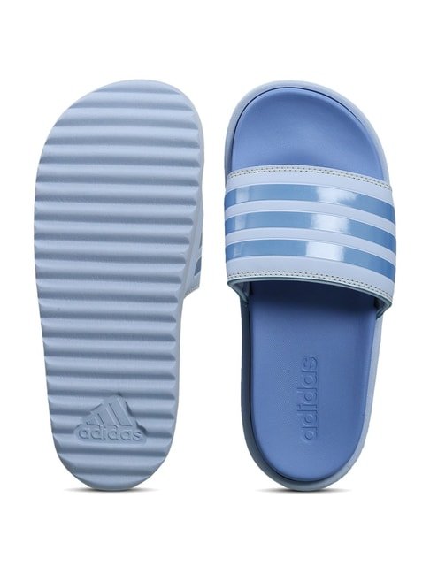 Adidas Women&#039;s ADILETTE PLATFORM Blue Slides - View 5