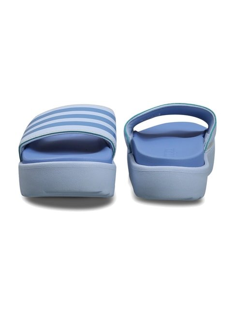 Adidas Women&#039;s ADILETTE PLATFORM Blue Slides - View 3