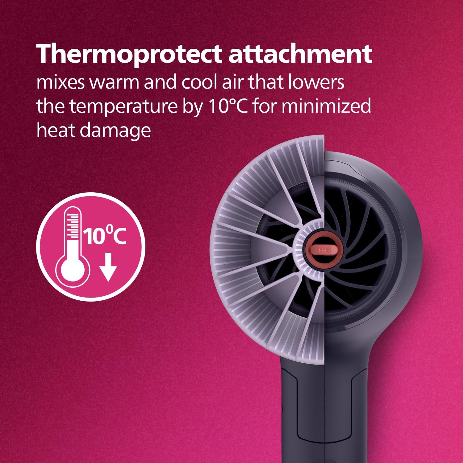 Philips Hair Dryer Powerful Drying with Less HeatIIonic Care for Smooth & Shiny HairI 3 Styling Options for Salon like BlowdryI 1600 WattsI Cool ShotI Men & WomenI 2 Year WarrantyI BHD318/00, Purple - View 5