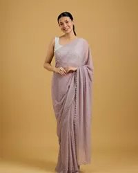Dazzling Purple Georgette Saree - View 6