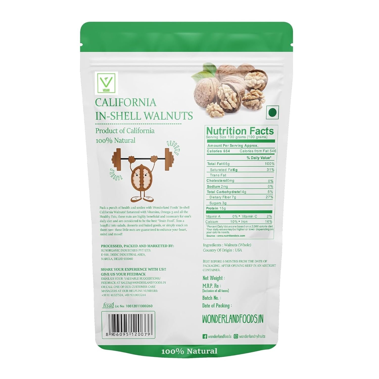 Kashmir Walnuts with Shell – 1kg | Fresh, Natural & Unprocessed Dry Fruits | Rich in Omega-3 | Boosts Brain & Heart Health - View 2