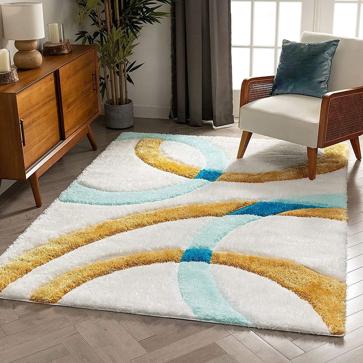 HI-Homes Modern Soft 3D Shaggy Fur Carpets for Living Room Thick Fluffy Rugs for Bedroom, 2x5 feet, Multi Color - View 6