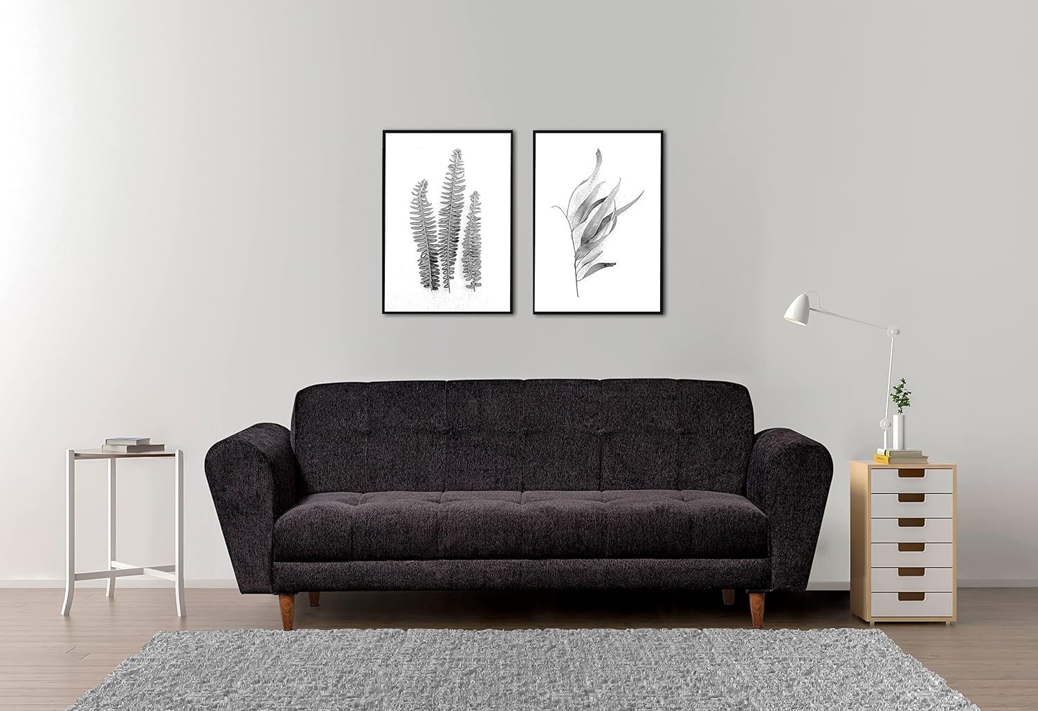 Seventh Heaven Milan 3 Seater Sofa | Luxury Comfort & Extra Spacious | Sofa | Sofa Set | Wooden Sofa Set for Living Room | Sofa for Living Room & Office (Chenille Molfino - Black) - View 5