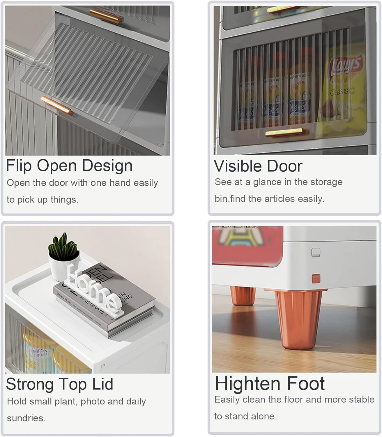 JD FRESH 4 Tier Foldable Plastic Rack for Storage/Kitchen Cupboard/Versatile and Sturdy Wardrobe for Clothes/Multipurpose Storage Organizer/Closet for Bedroom/Living Room/Laundry Room (Transparent) - View 3