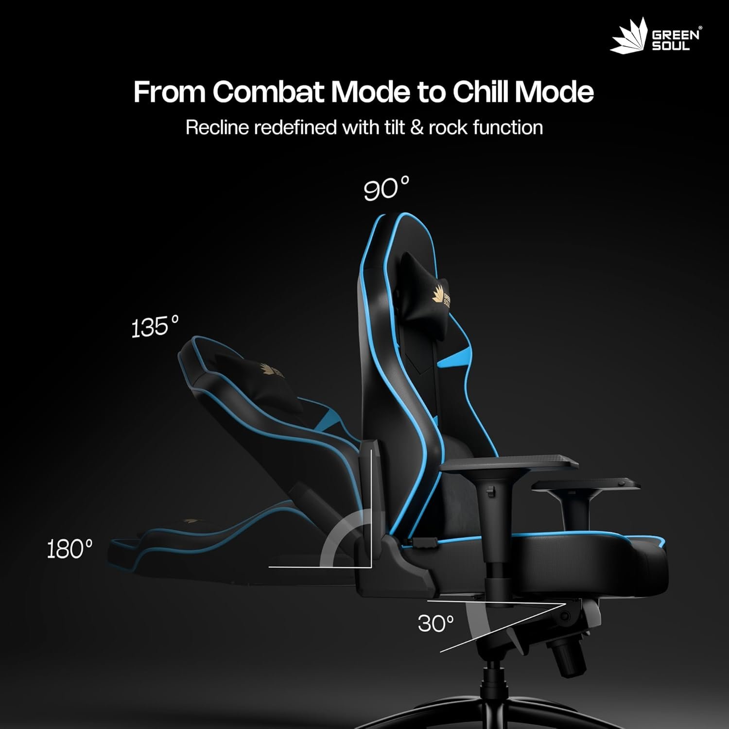 Gaming & Office Chair| Premium Spandex & PU Leather Fabric | Adjustable Neck, Lumbar Pillow | 4D Adjustable Armrests (Black Blue) - View 4