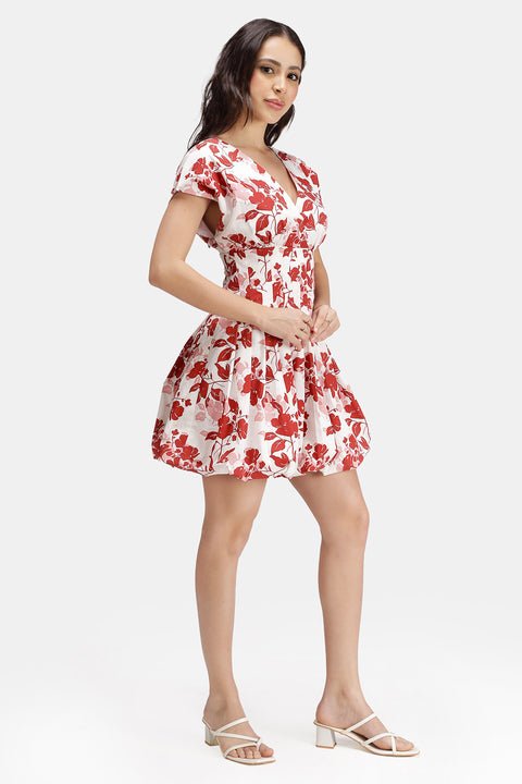 Noura 100% Cotton Pleated Bubble Hem Dress - View 5