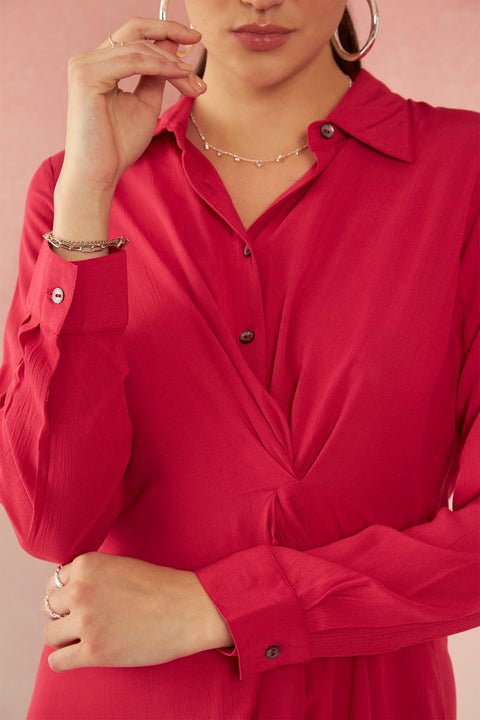 Aamna 100% Viscose Draped Shirt Dress - View 6