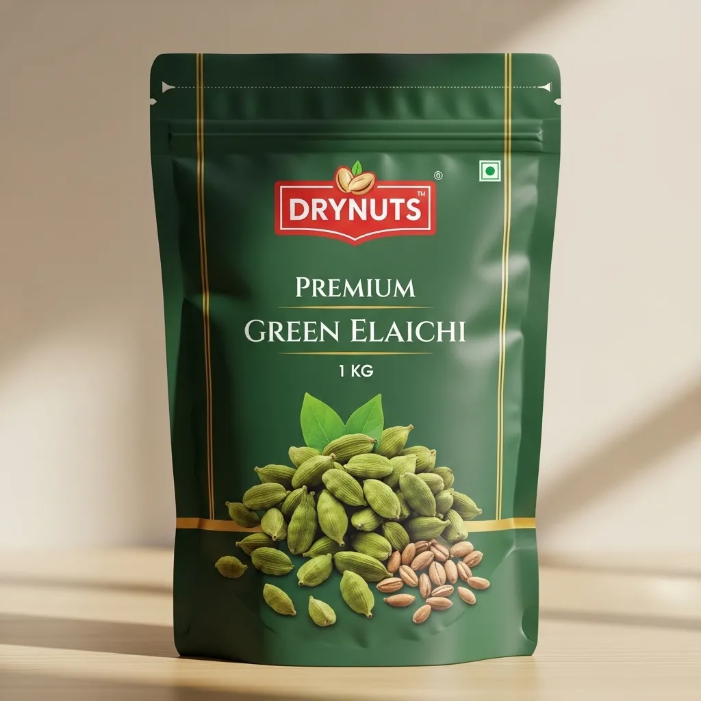 DRYNUTS Premium Green Cardamom (Elaichi) - 1 KG | Whole, Aromatic & Bold Size Pods | Queen of Spices for Tea, Sweets & Cooking